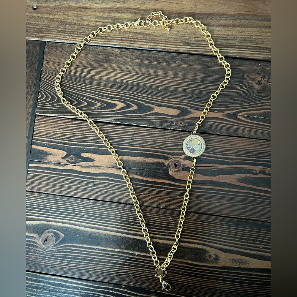 ORIGAMI OWL • medium gold locket necklace, chain plate charms jewelry custom - Picture 6 of 10